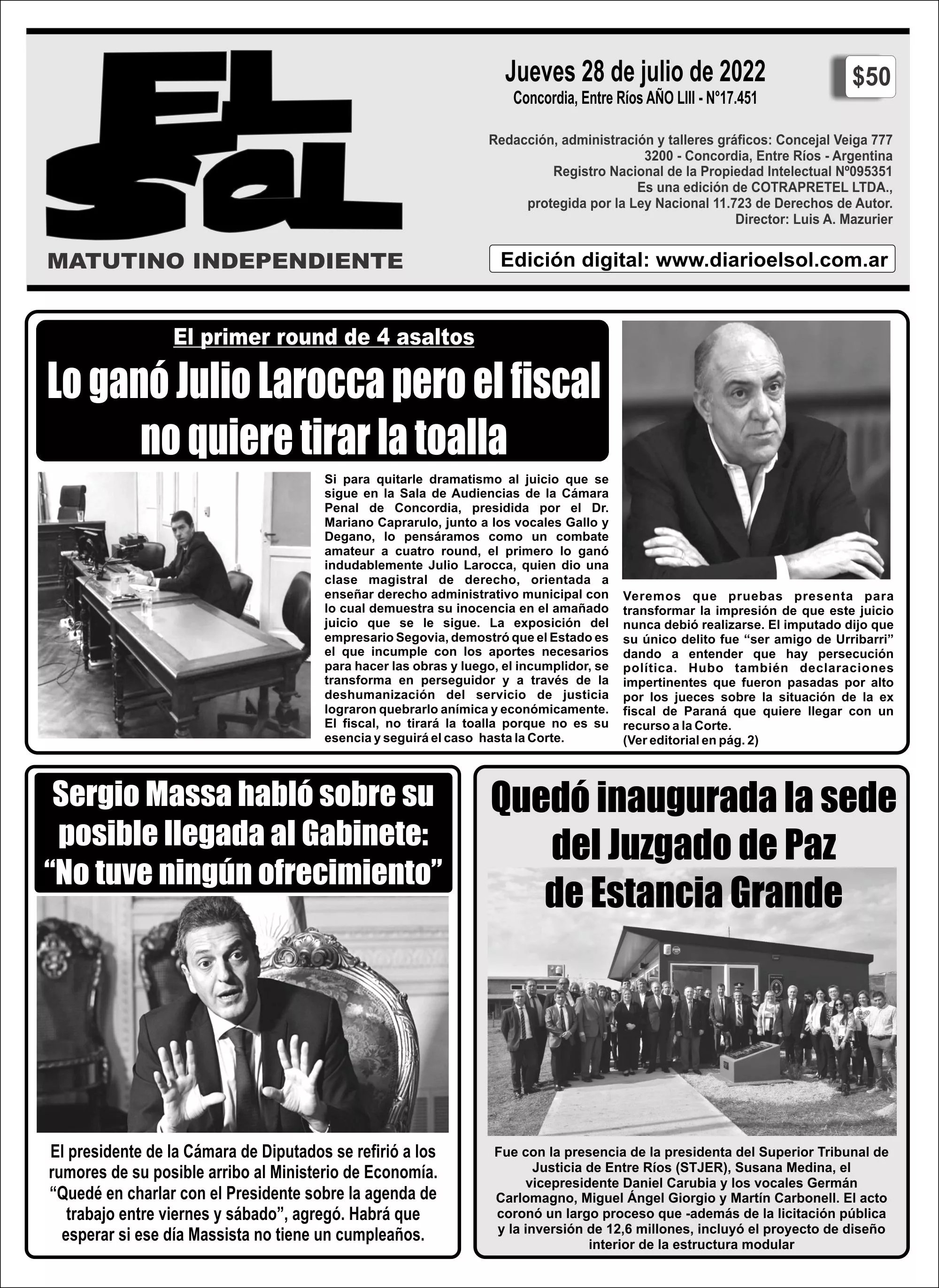 Tapa Edici N Impresa Jueves De Julio