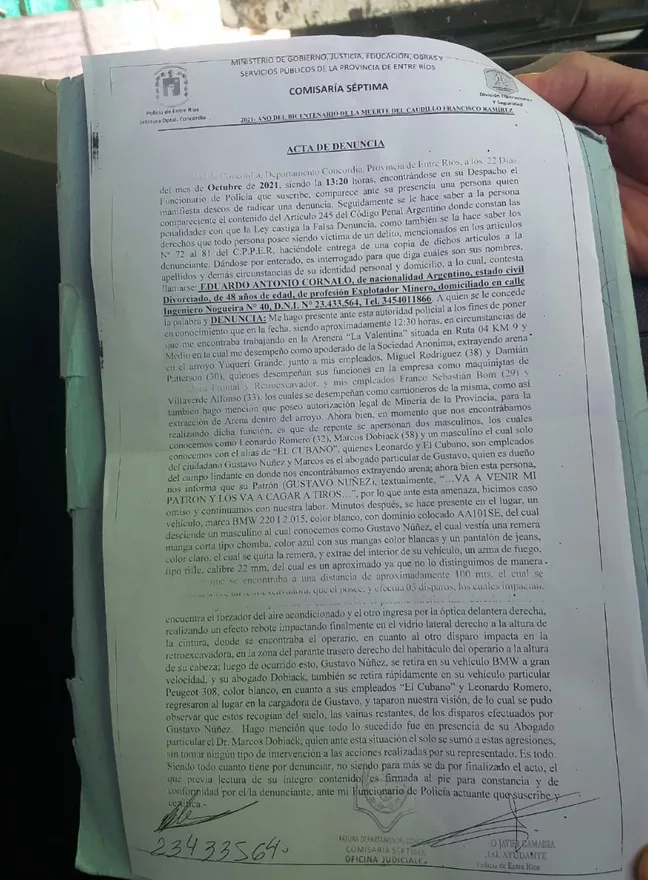 DENUNCIA COMISARÍA SÉPTIMA