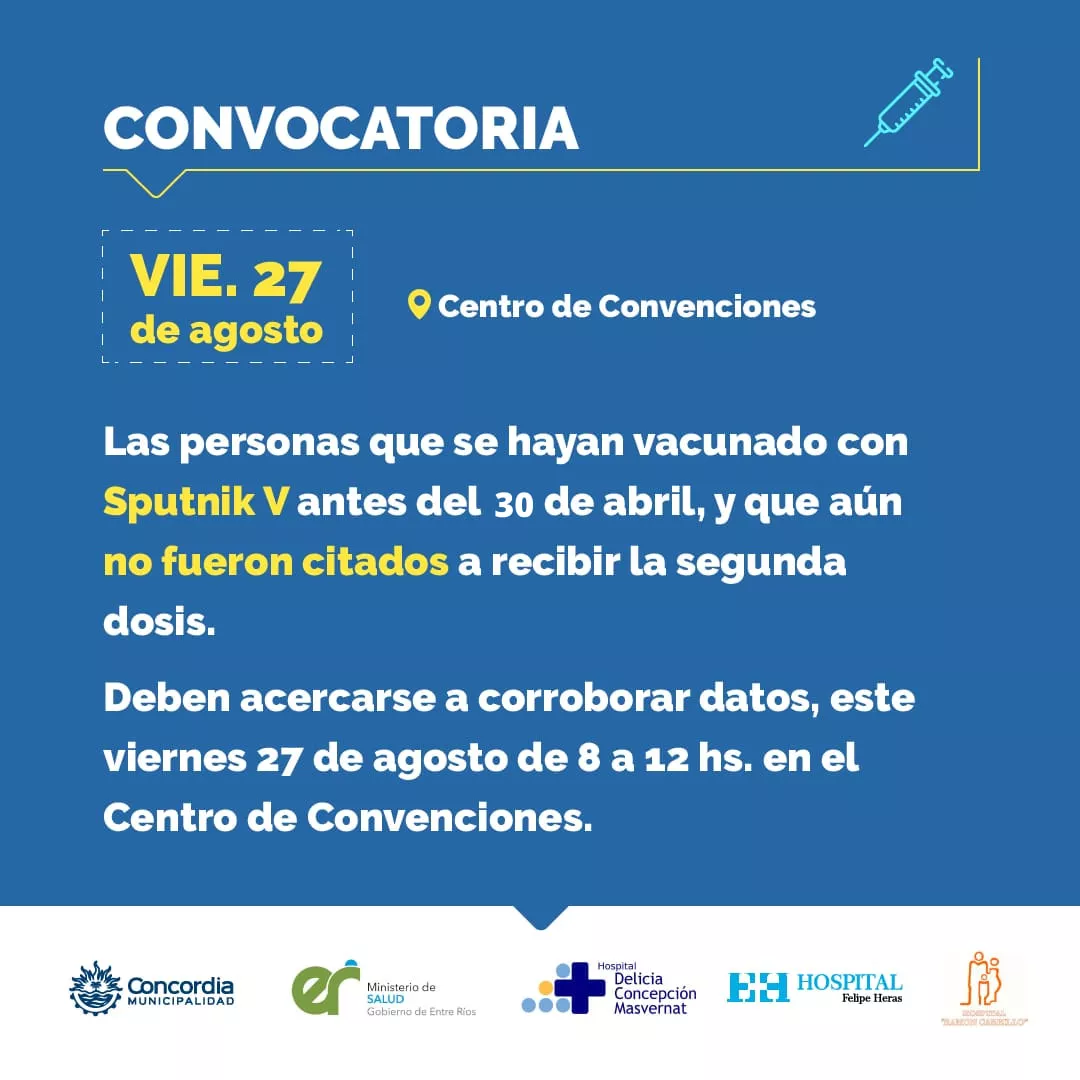 CONVOCATORIA SPUTNIK SEGUNDA DOSIS