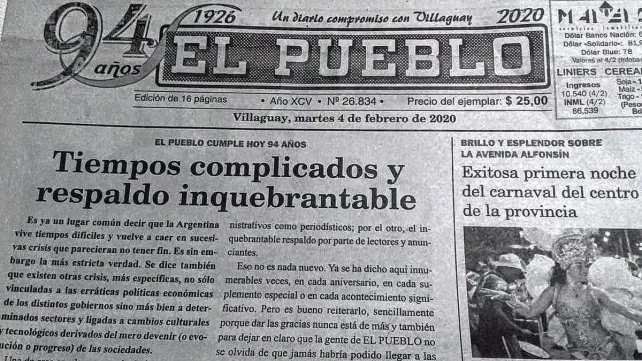 El Pueblo de Villaguay dejó de publicarse y cerró tras un siglo de trayectoria