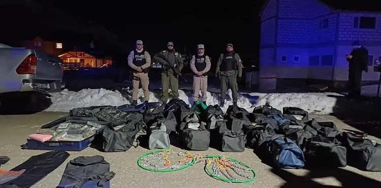 Los 800 kilos de cocaína incautados en Caviahue, en Neuquén.