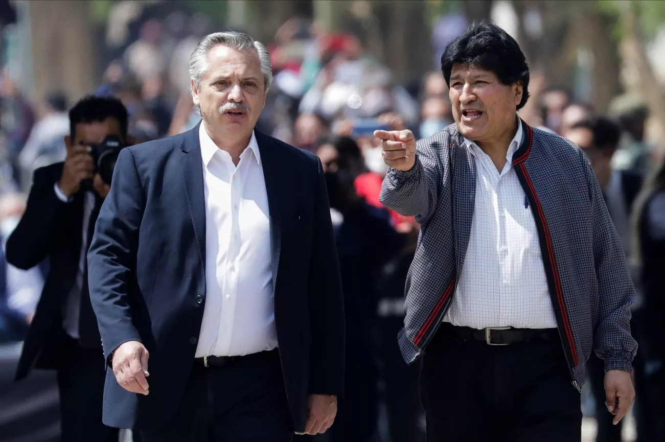 Alberto y Evo Morales
