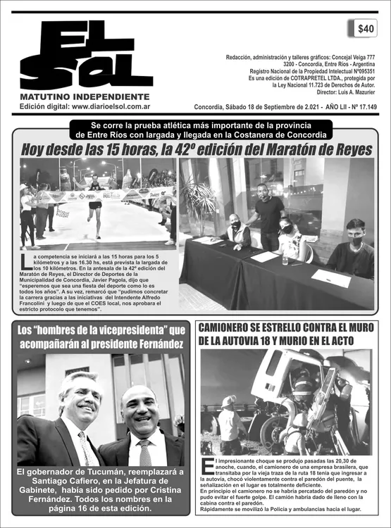 sábado 18 de septiembre TAPA