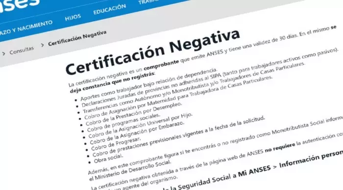 Certificación Negativa